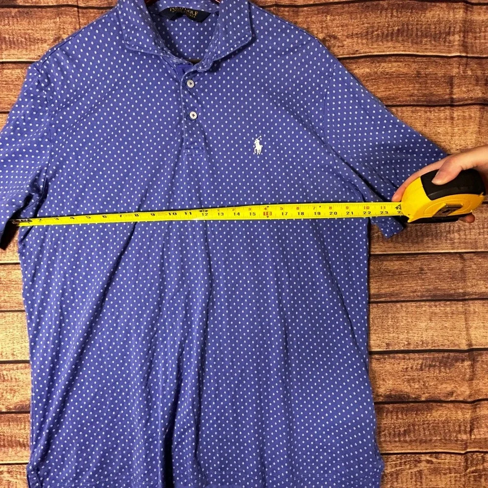 Polo Golf Ralph Lauren Blue Geometric All Over Print Cotton Polo Shirt Mens L